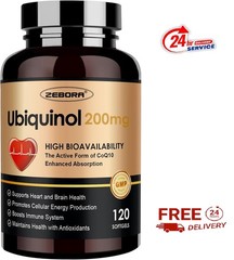 ZEBORA Ubiquinol CoQ10 200mg Softgels, 4-in-1 Powerful Antioxidant For Heart And