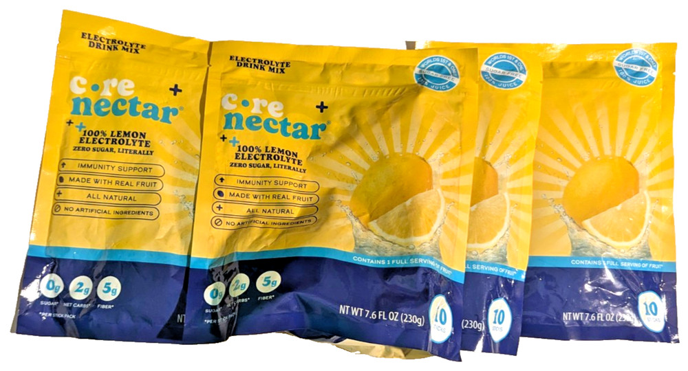 Core Nectar Zero Sugar Electrolyte Mix Lemon Flavor Hydration Pks 40 STICKS 7/26