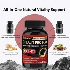 HIILEATHY Shilajit PRO MAX Supplements-Ashwagandha,Boost Energy,Provide Vitality