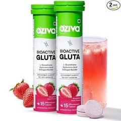 OZiva Glutathione Effervescent Tablets Strawberry Vitamin C Skin 30 Count