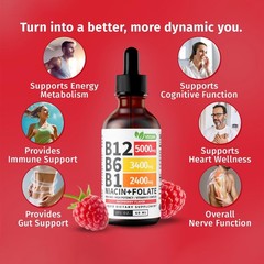 5 In 1 Vitamin B Complex – B6 B1 B12 Liquid Drops 5000mcg – Add 3 Only Pay 2 !