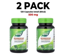 Nature’s Way, Berberine With Cinnamon, 2 PACK, 500 mg, 60 Capsules (120 total!)