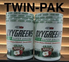 TWIN-PAK. EHP LABS Oxygreens Crispy Apple 249G Exp 7/26