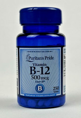 Puritan’s Pride Vitamin B-12 500 mcg 250 Tablets Vegetarian Exp 06/27