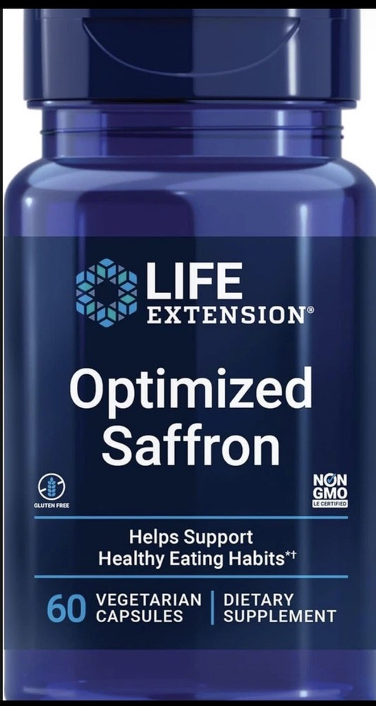 LIFE EXTENSION Optimized Saffron 88.5mg 60 Caps std. to 0.3% safranal Satiereal