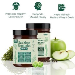 2x 16 in 1 pure Sea Moss Gummy | Irishmoss Extract 6000Mg |Green Apple Flavor