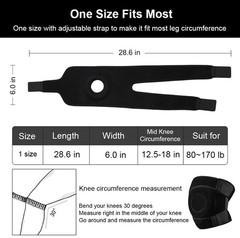 Knee Brace for Men Women Braces Pain, Patellar One Size, Black