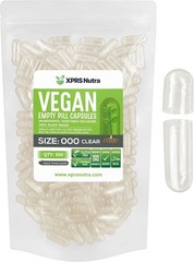 XPRS Nutra Vegan Size 000 Empty Capsules -500 Count Clear Empty Vegan Vegetarian