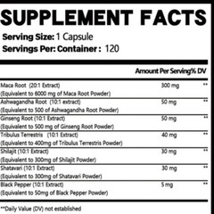 Maca & Ginsen 6500mg- Men’s Health, Muscle Health, Natural Energy 120 Capsules