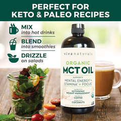 Viva Naturals Organic MCT Oil for Keto Coffee (32 fl oz) Non-GMO & Keto Friendly