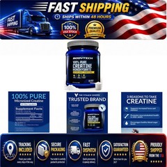 BodyTech Creatine Monohydrate Powder 18 Oz – Unflavored, 102 Servings