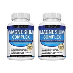 2X Formula Magnesium TopLux Types 7 1000mg, for Sleep, Muscle & Bone,90 Capsules