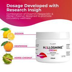 Hallosmine PLUS Diosmin 500mg + FREE Cream Veins 4 oz, 03 Bottles – 180 Caps