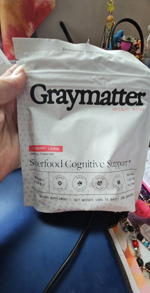 GRAYMATTER Bright Mind Cognitive Support Strawberry Lemon Drink 40 Serving – New