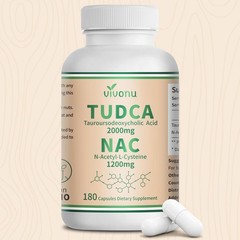 TUDCA 625mg + NAC 375mg Supplement Complex 180 Count (Pack of 1)