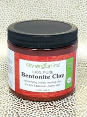 Sky Organics 100% Pure Bentonite Clay, 16 oz (454 g) Free Shipping