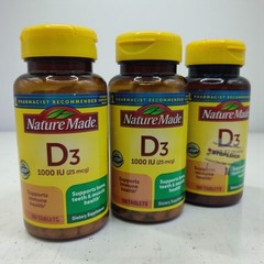 3 Nature Made Vitamin D3 1000 IU 100 Tablets Each Immune Health EXP 4/2028 Lot