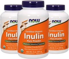 NOW FOODS (3 PACKS) Inulin Prebiotic Pure Powder Organic 8 oz