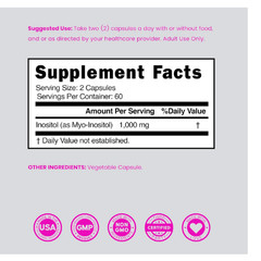 Inositol Myo-Inositol 1000mg 120 Caps Hormone Balance Support Vegan PCOS Control