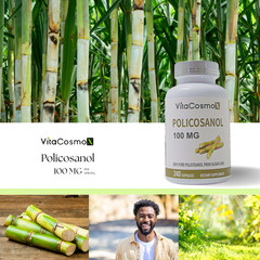 VitaCosmoX Policosanol 50mg, 120 Capsules – Gluten Free and Vegetarian Friendly