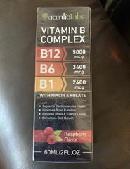 Acential Labs Vitamin B Complex Liquid Drops – Raspberry – 2 fl oz – Exp 01/2029