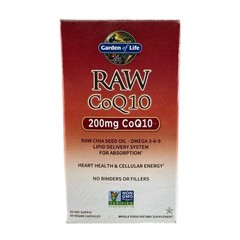 Garden of Life RAW CoQ10, 200mg, 60 Vegan Capsules, Exp. 08/26, New