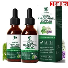 2 Pack Liquid Chlorophyll Drops For Immune Support – Peppermint Flavor 200mg