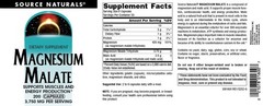 Source Naturals Magnesium Malate, Supports Muscles and 200 Count (Pack of 1)