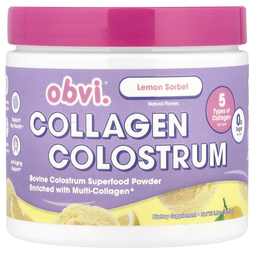 Collagen Colostrum, Lemon Sorbet , 3.8 oz (107.5 g)