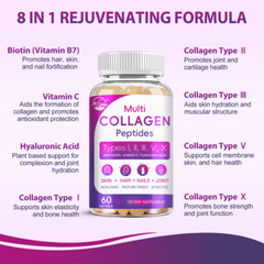 Marine Bovine Multi Collagen Capsules 10888mg Hydrolyzed Skin Hair Nails Joints