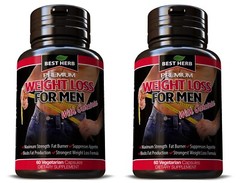2 PACK Natural Male Weight Loss Diet Pills WORKS FAST Belly Fat Burner 120 Pills