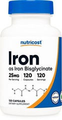 Nutricost Iron Bisglycinate Supplement (25mg) 120 Capsules, Gluten-Free