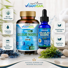 Celulas Madres Stem Cell Supplement AFA Spirulina Liquid Drops Capsules 2 Pack