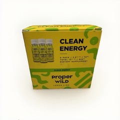Proper Wild Vegan Energy Drink Shots Lemon Lime Box of 6 2.5oz Bottles Exp05/27