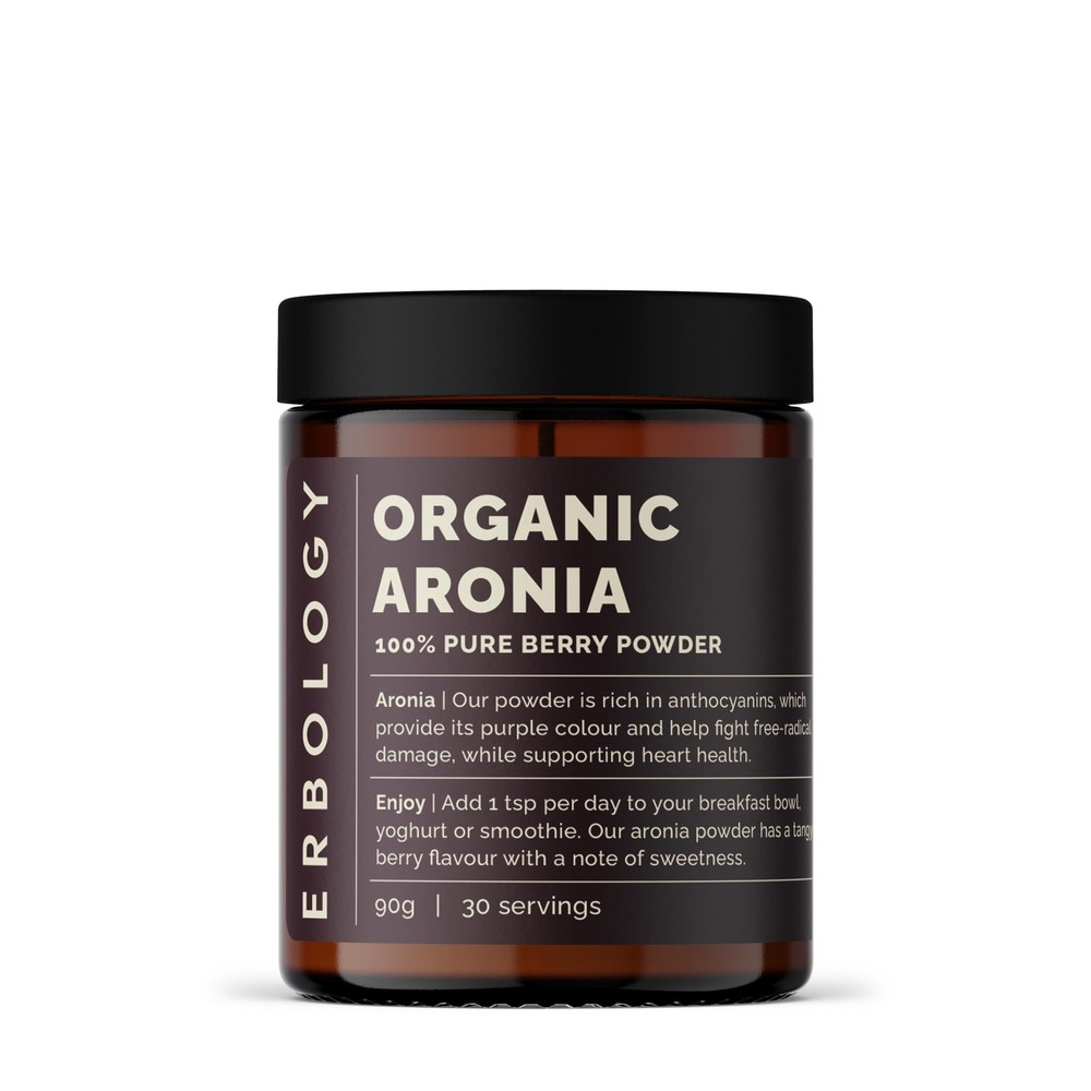 Erbology Organic Aronia Berry Powder 3.2 oz – 30 Servings – Supports Skin Hea…