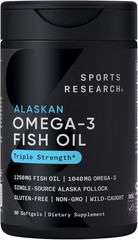 Pure Omega-3 Fish Oil 1250mg from Wild Alaska – 90 Softgel Capsules, Gluten-Free