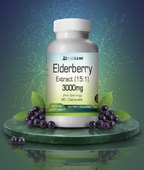 Elderberry Extract Capsules 3000mg Per Serving 1 High Strength.