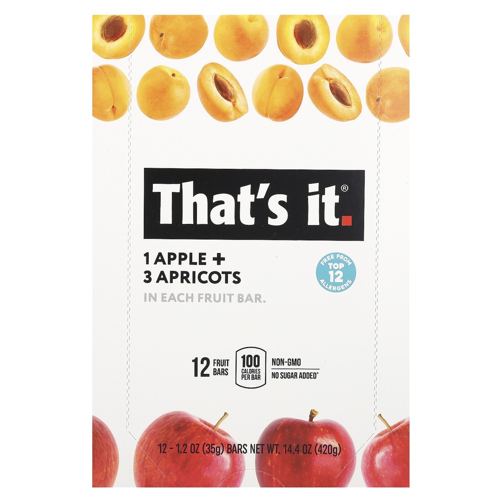 That s It Fruit Bars Apples Apricots 12 Bars 1 2 oz 420 g Each All-Natural,