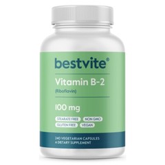 Vitamin B-2 (Riboflavin) 100mg (240 Vegetarian Capsules) – Vegan, NON-GMO