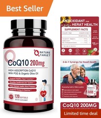 High-Potency CoQ10 200mg Softgels with PQQ & Olive Oil for Heart & Cell Support