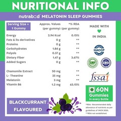Nutrabud Melatonin 3mg 60 Sleep Gummies 4 Men Women Sugar free in Blackcurrant
