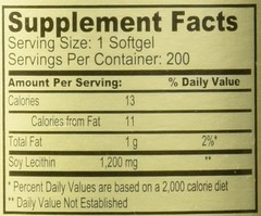 Lecithin Supplement – 200 Softgels of 1200mg to Support Digestion and Energy
