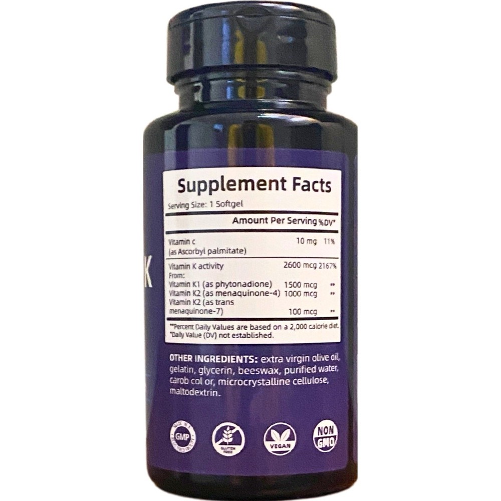 (DEAL PACK OF 5) SUPER K VITAMIN K COMPLEX 120 SERVINGS (K1, K2 MK7, K2 MK4)