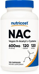 Nutricost N-Acetyl L-Cysteine (NAC) 600mg, 120 Vegan Capsules – Non-GMO
