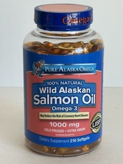 Pure Alaska Omega-3 Wild Alaskan Salmon Oil 1000mg 210 Softgels,Expire:9/2026