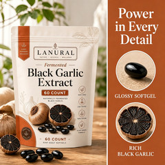 Fermented Lanural Black Garlic, Odorless Capsules, 60 Count
