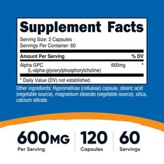 Nutricost Alpha GPC 600mg Per Serving, 120 Vegetarian Capsules – Non-GMO