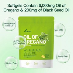 VivoNu Oil of Oregano Including Black Seed Oil, Balanced Oil of Oregano Capsules