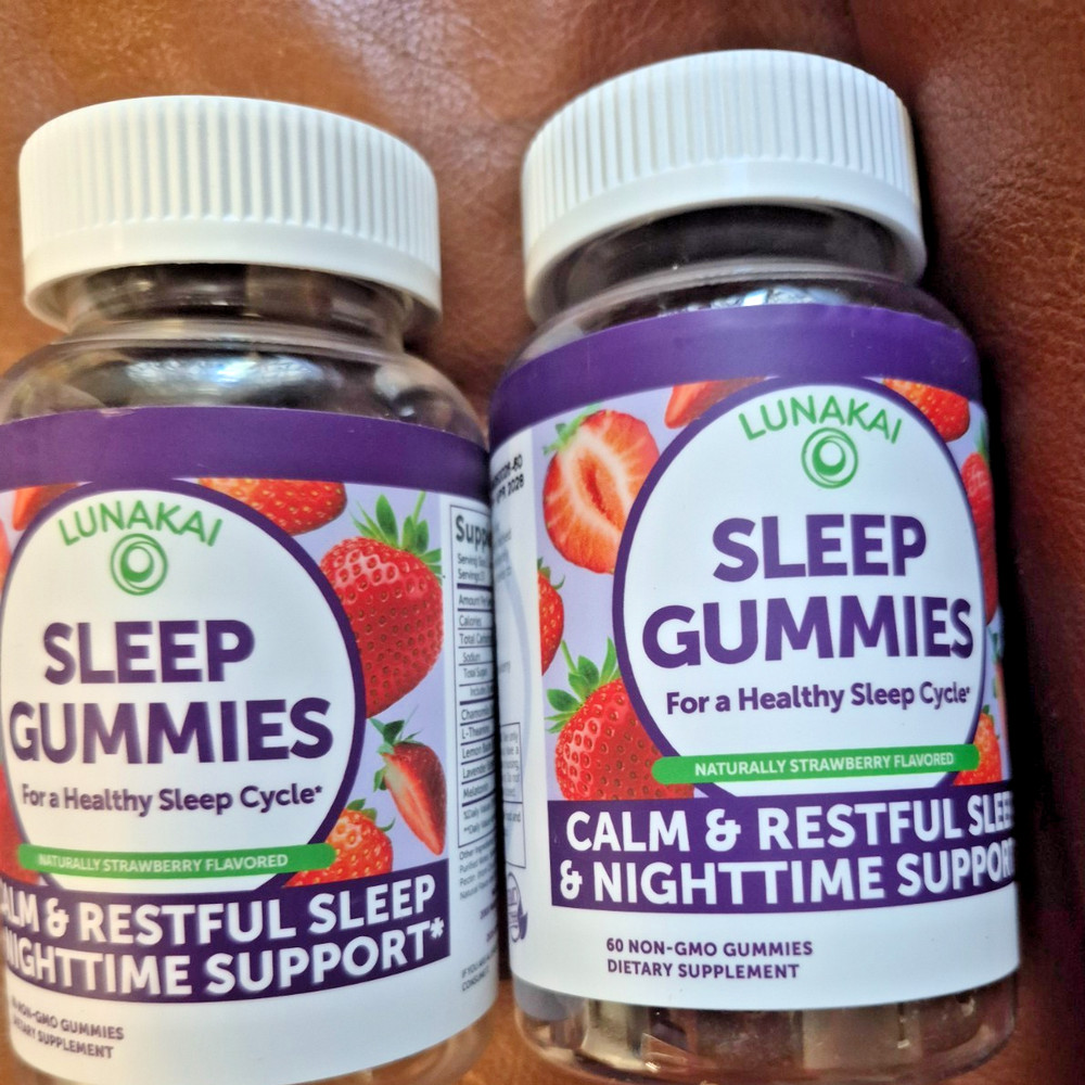TWO BOTTLEcLunakai cSleep Gummies for Adults w/Melatonin 10mg Exp 4/2028