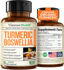 Vimerson Health Turmeric Curcumin with Boswellia Extract Supplement, 60 Capsules